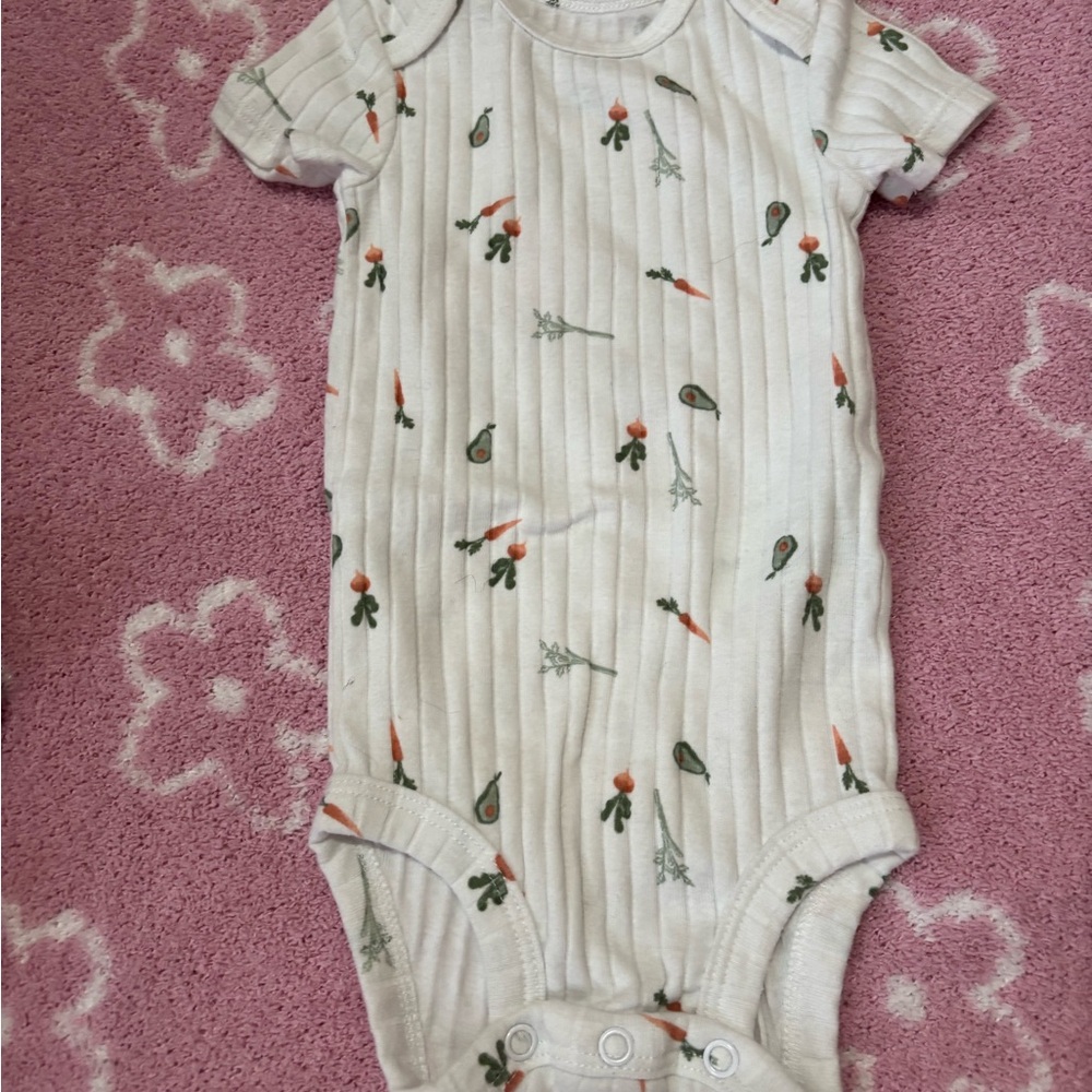 Cream Baby Onesie with Carrot Print